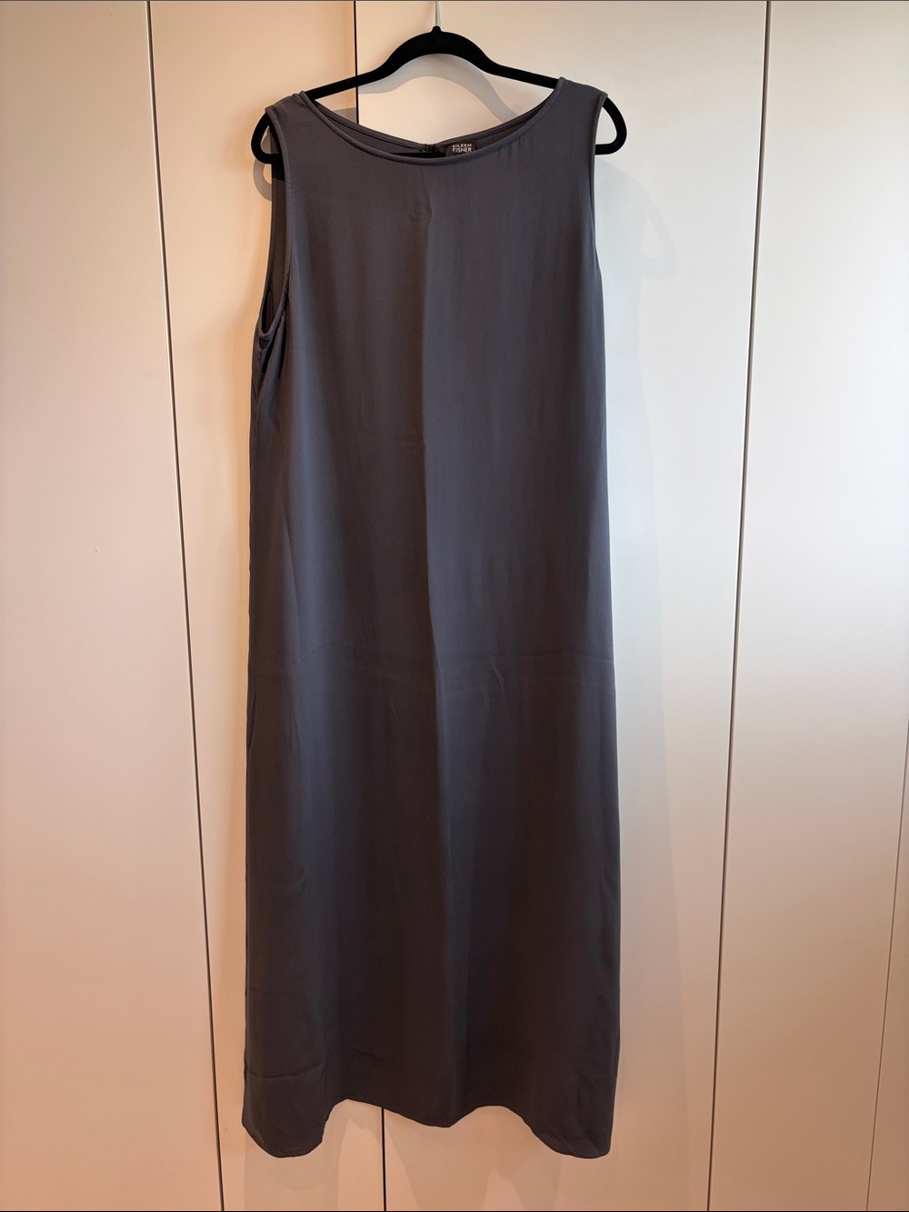 Eileen Fisher Silk Sleeveless Long Shift Dress - Gray